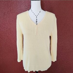 Pull Croft & Barrow Femme Col V Beige Taille S – Extensible Et Confortable